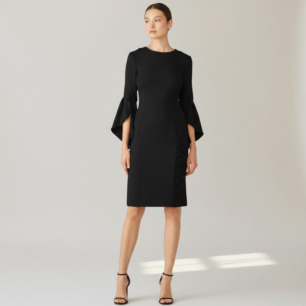 PRABAL GURUNG Buttoned Flutter Sheath Dress